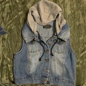 Denim Vest with Hood